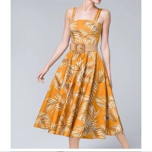 White House Black Market Palm Fit ams Flare Midi Dress - size 8